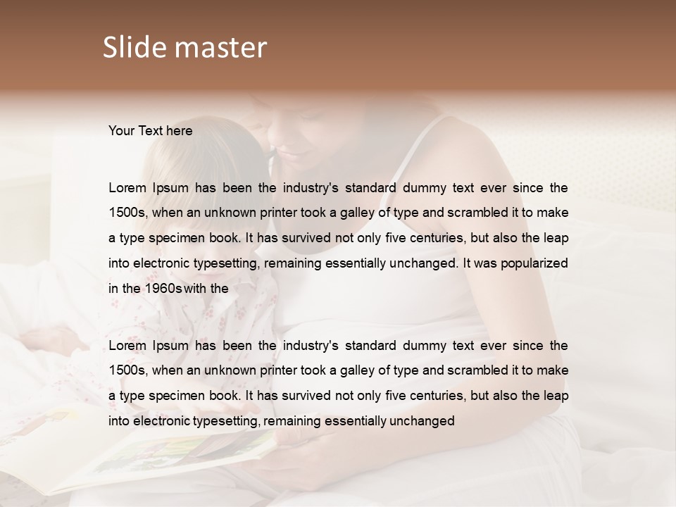 Pregnant Woman In Bedroom Reading Book With Daughter PowerPoint Template