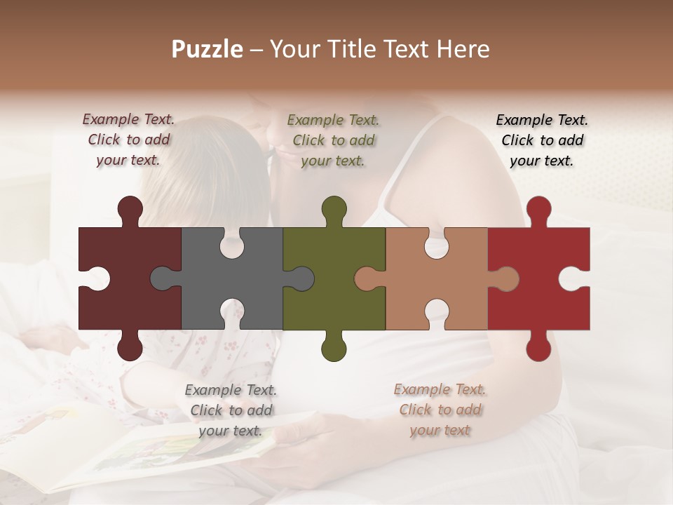 Pregnant Woman In Bedroom Reading Book With Daughter PowerPoint Template