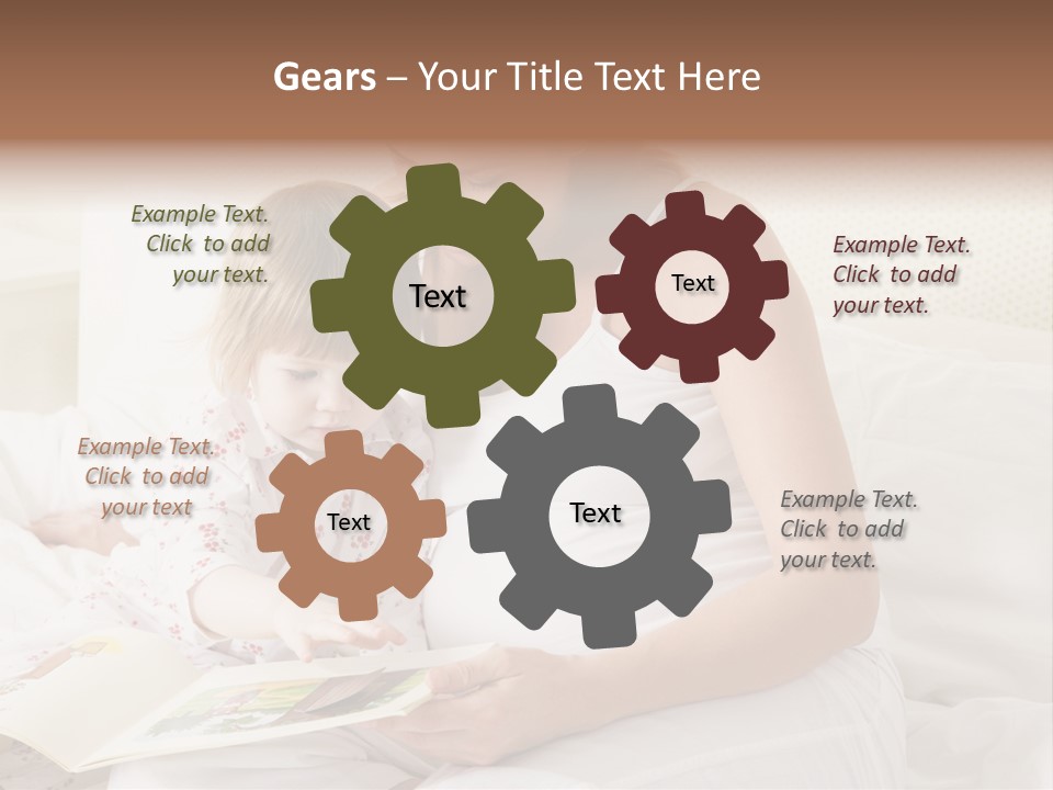 Pregnant Woman In Bedroom Reading Book With Daughter PowerPoint Template