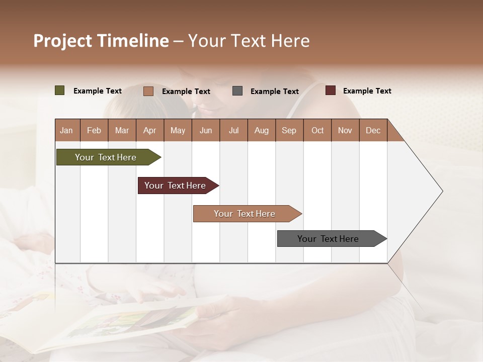 Pregnant Woman In Bedroom Reading Book With Daughter PowerPoint Template