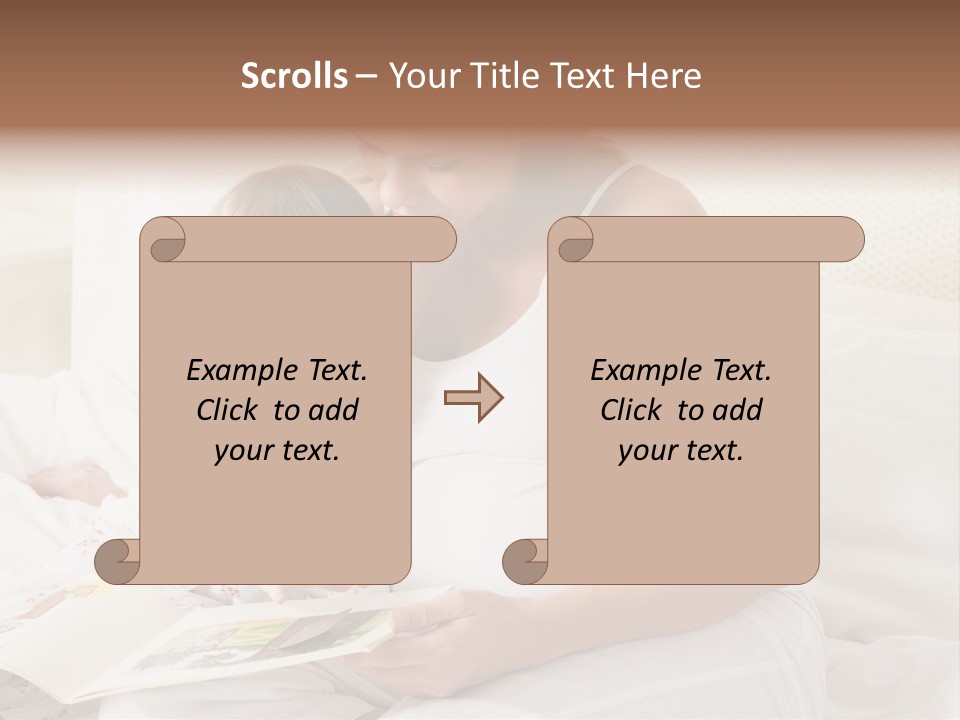 Pregnant Woman In Bedroom Reading Book With Daughter PowerPoint Template