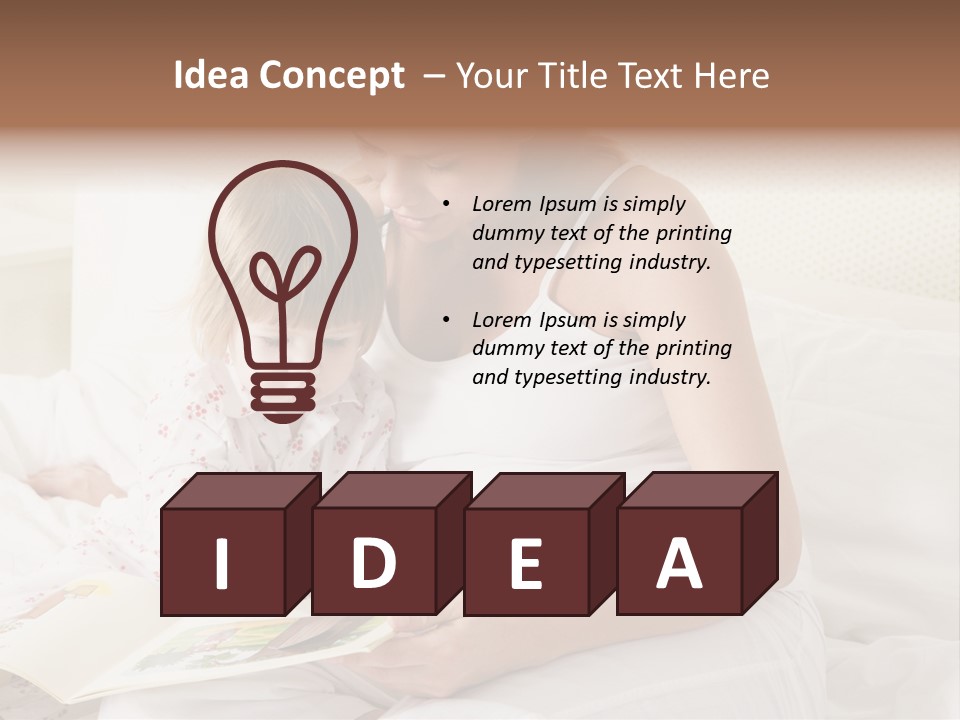 Pregnant Woman In Bedroom Reading Book With Daughter PowerPoint Template