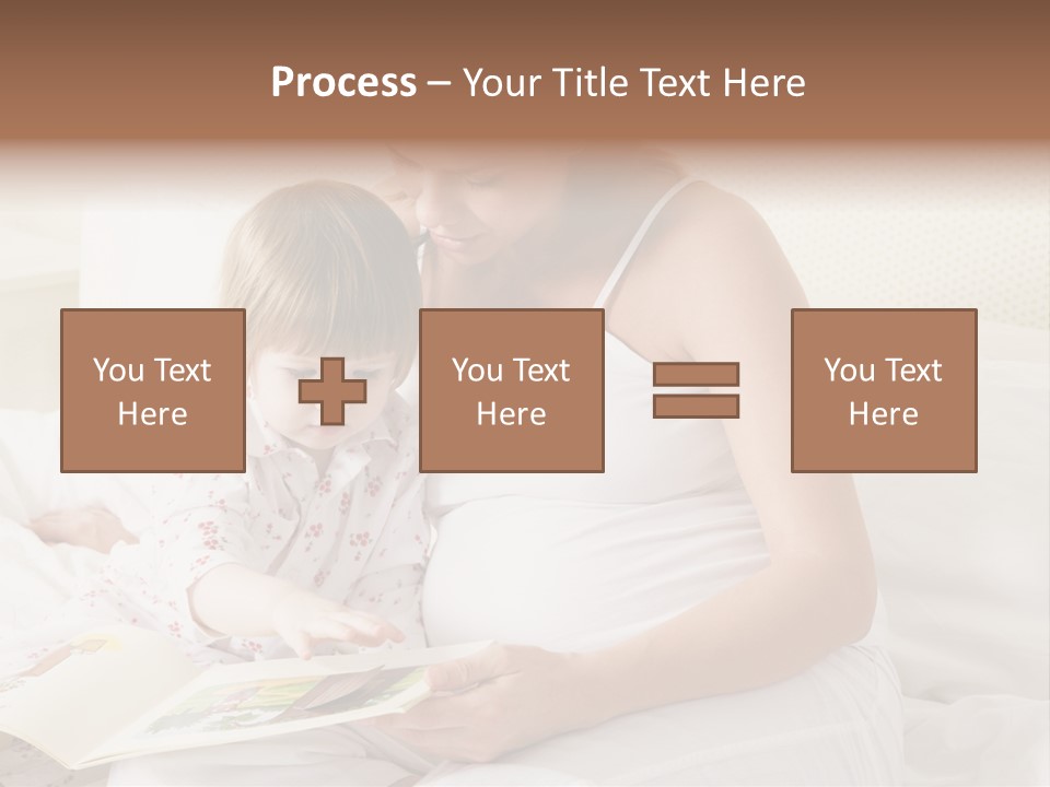 Pregnant Woman In Bedroom Reading Book With Daughter PowerPoint Template