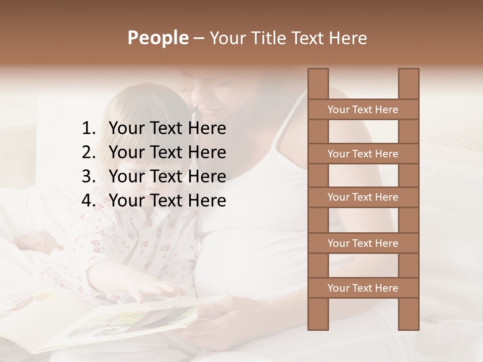 Pregnant Woman In Bedroom Reading Book With Daughter PowerPoint Template