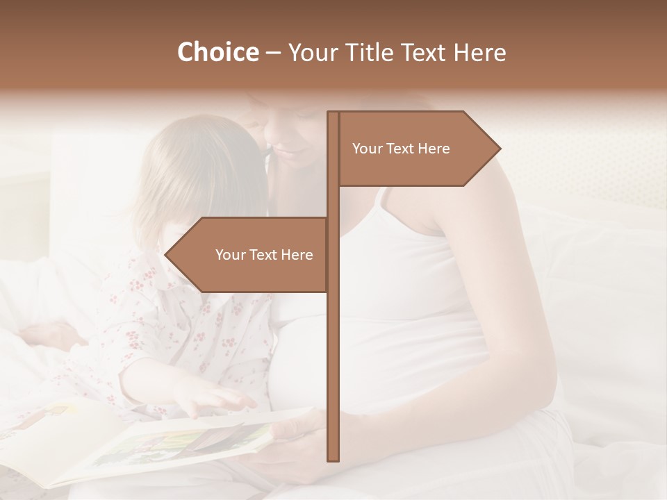Pregnant Woman In Bedroom Reading Book With Daughter PowerPoint Template
