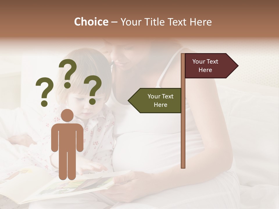 Pregnant Woman In Bedroom Reading Book With Daughter PowerPoint Template