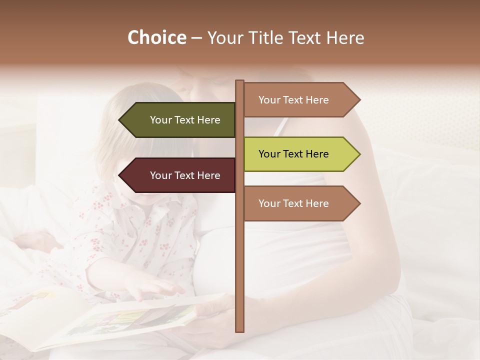 Pregnant Woman In Bedroom Reading Book With Daughter PowerPoint Template