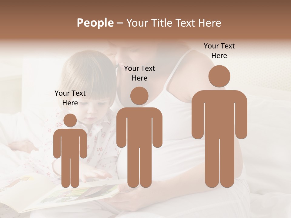 Pregnant Woman In Bedroom Reading Book With Daughter PowerPoint Template