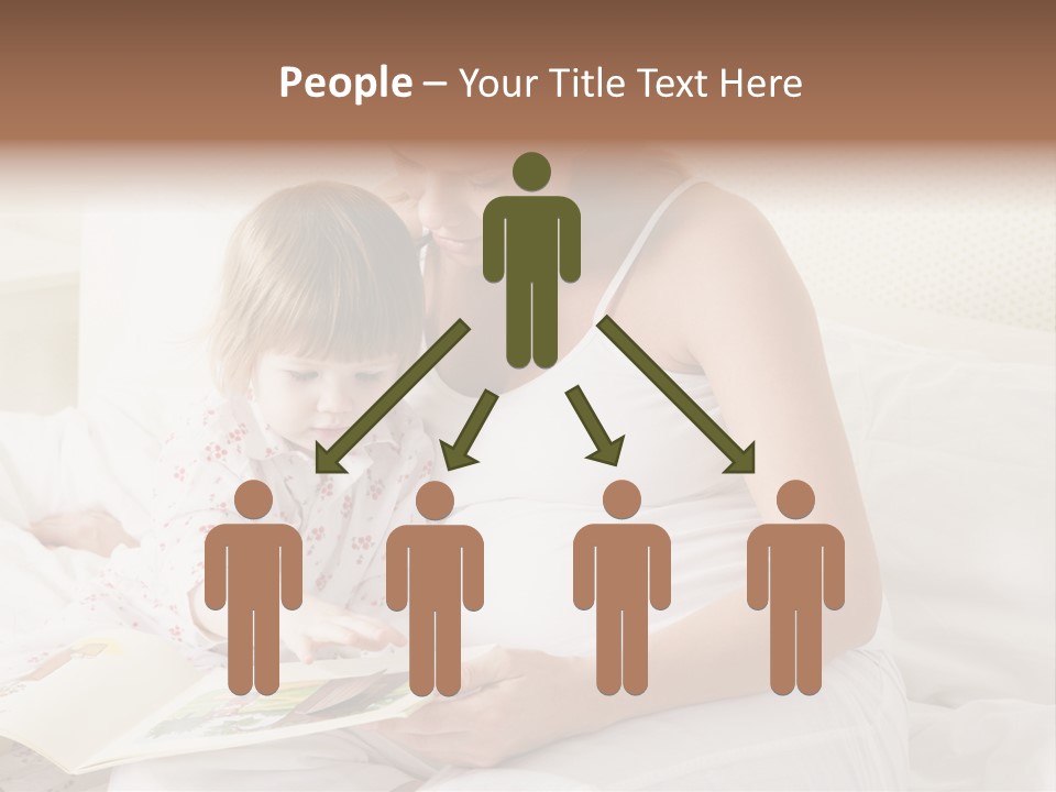 Pregnant Woman In Bedroom Reading Book With Daughter PowerPoint Template