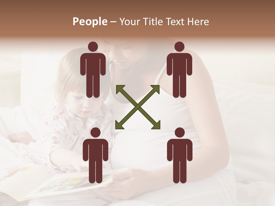 Pregnant Woman In Bedroom Reading Book With Daughter PowerPoint Template
