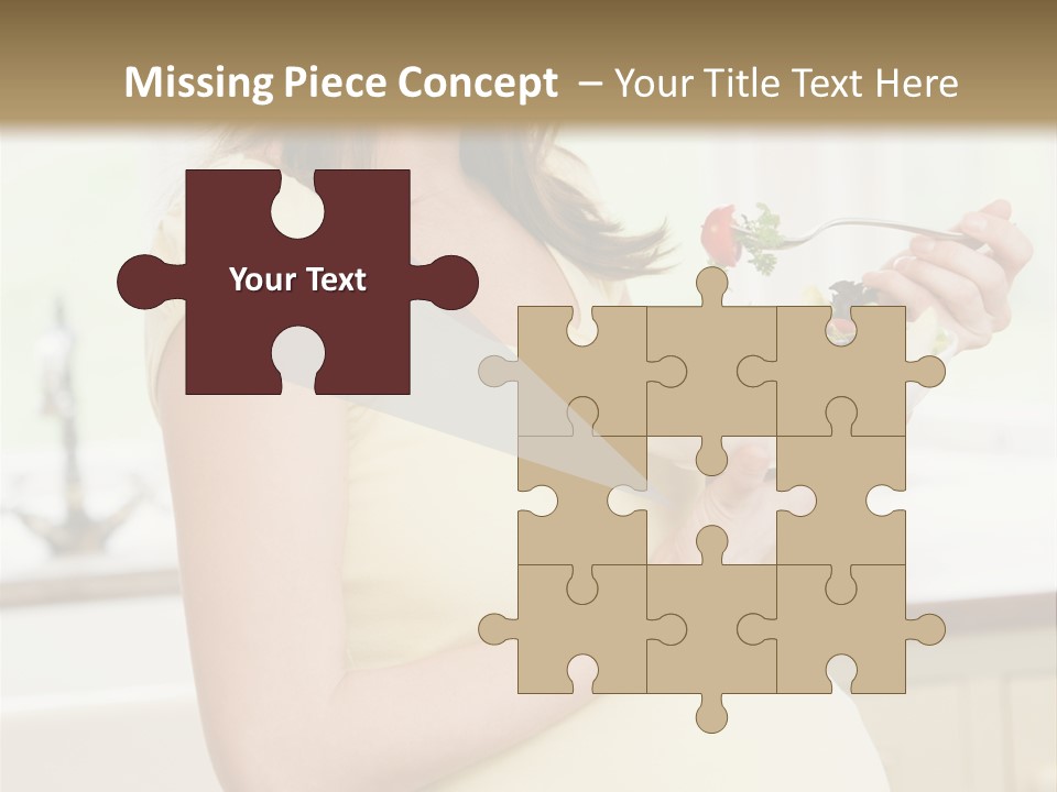 Pregnant Woman In Kitchen Eating A Salad Smiling PowerPoint Template