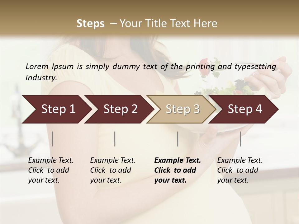 Pregnant Woman In Kitchen Eating A Salad Smiling PowerPoint Template