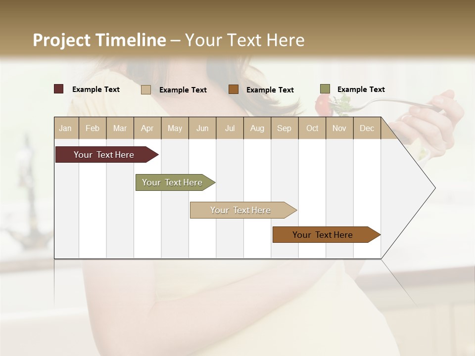 Pregnant Woman In Kitchen Eating A Salad Smiling PowerPoint Template