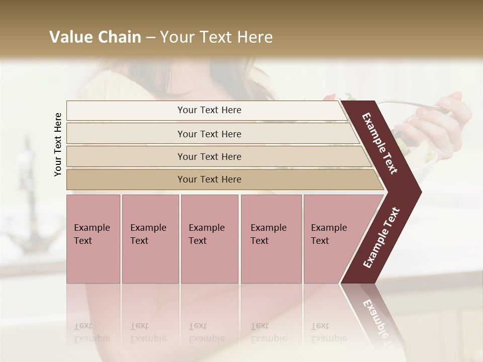 Pregnant Woman In Kitchen Eating A Salad Smiling PowerPoint Template