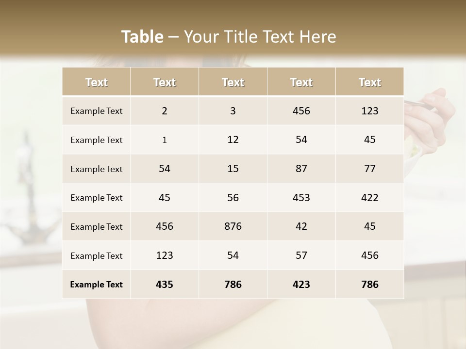 Pregnant Woman In Kitchen Eating A Salad Smiling PowerPoint Template