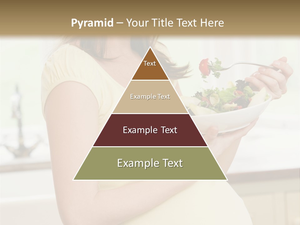 Pregnant Woman In Kitchen Eating A Salad Smiling PowerPoint Template