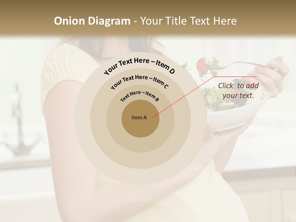 Pregnant Woman In Kitchen Eating A Salad Smiling PowerPoint Template