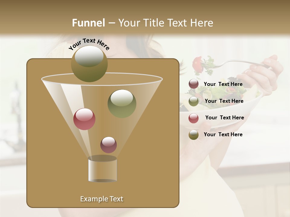 Pregnant Woman In Kitchen Eating A Salad Smiling PowerPoint Template