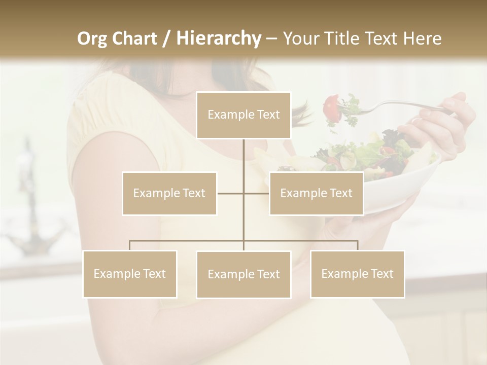 Pregnant Woman In Kitchen Eating A Salad Smiling PowerPoint Template