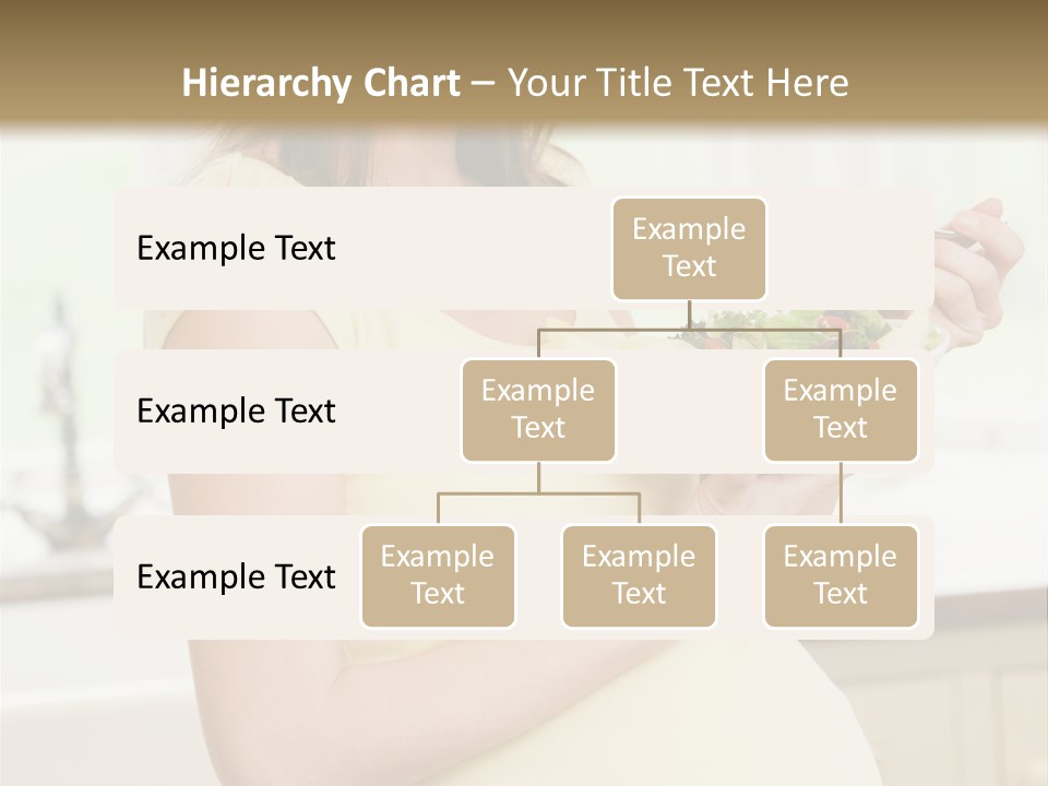 Pregnant Woman In Kitchen Eating A Salad Smiling PowerPoint Template