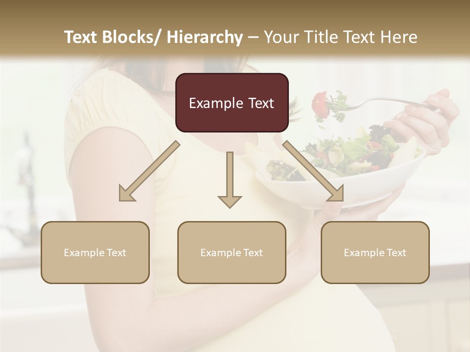 Pregnant Woman In Kitchen Eating A Salad Smiling PowerPoint Template