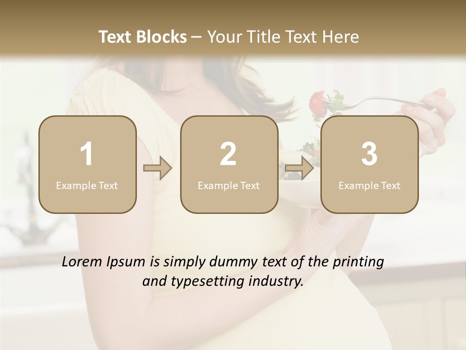 Pregnant Woman In Kitchen Eating A Salad Smiling PowerPoint Template