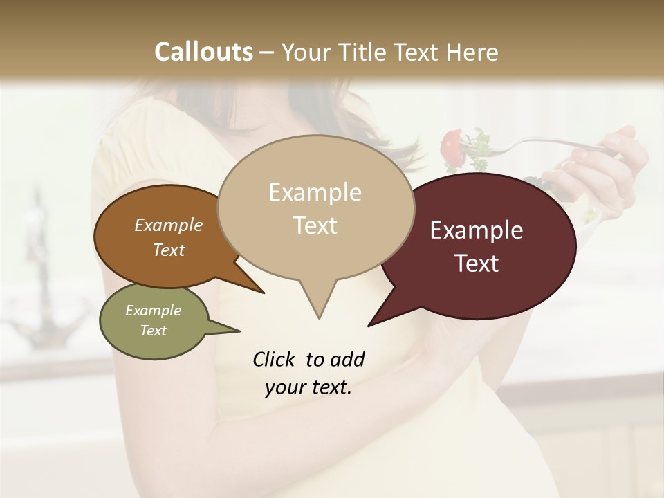 Pregnant Woman In Kitchen Eating A Salad Smiling PowerPoint Template