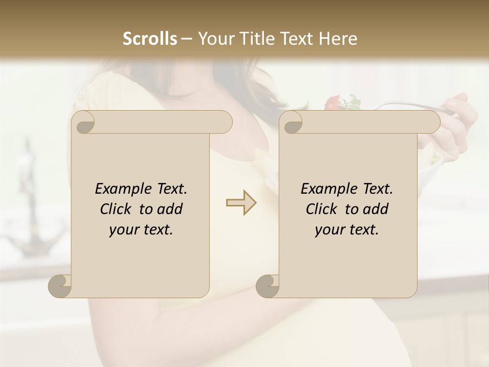 Pregnant Woman In Kitchen Eating A Salad Smiling PowerPoint Template