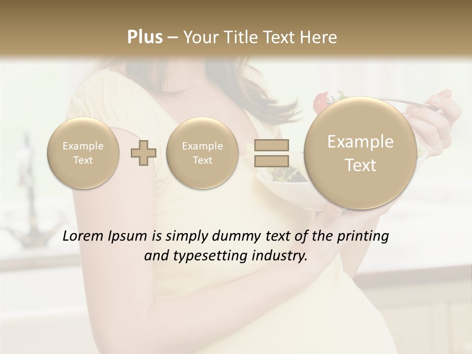 Pregnant Woman In Kitchen Eating A Salad Smiling PowerPoint Template