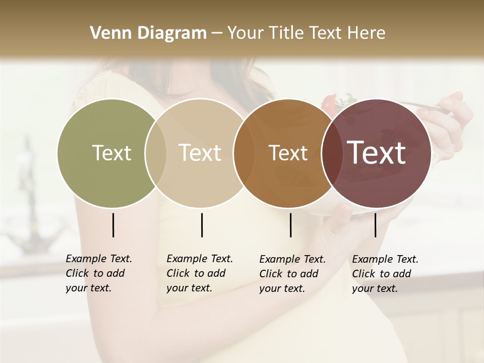 Pregnant Woman In Kitchen Eating A Salad Smiling PowerPoint Template