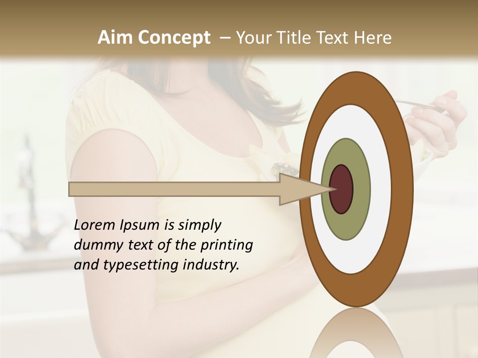 Pregnant Woman In Kitchen Eating A Salad Smiling PowerPoint Template