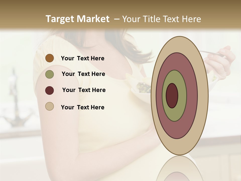 Pregnant Woman In Kitchen Eating A Salad Smiling PowerPoint Template