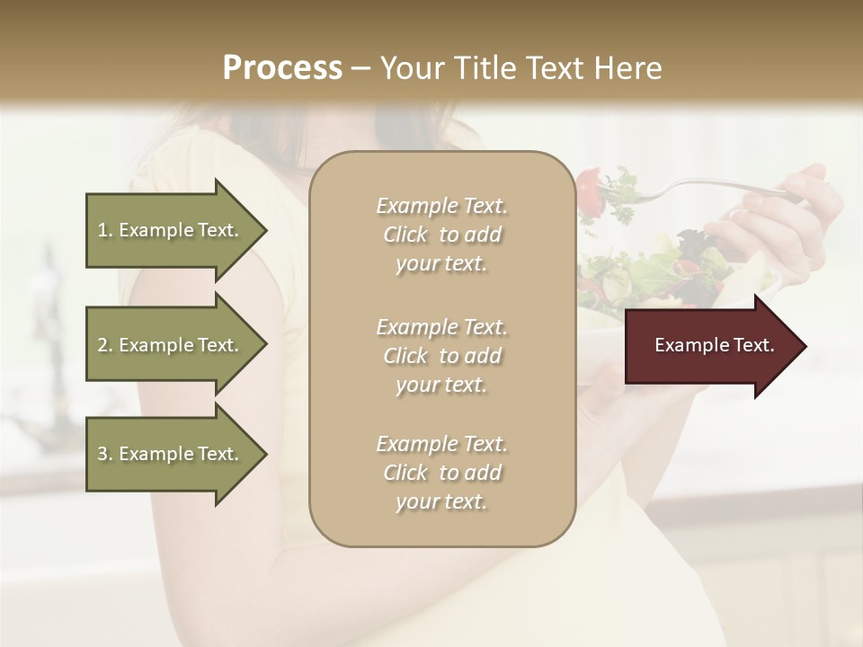 Pregnant Woman In Kitchen Eating A Salad Smiling PowerPoint Template