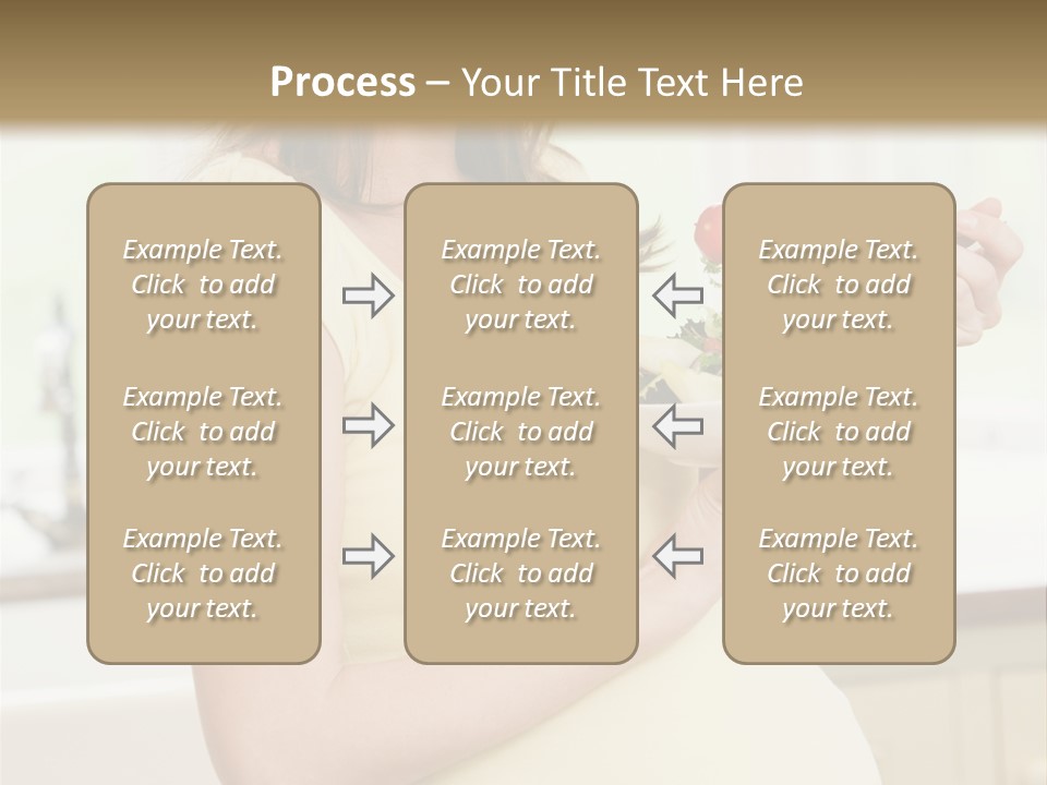 Pregnant Woman In Kitchen Eating A Salad Smiling PowerPoint Template