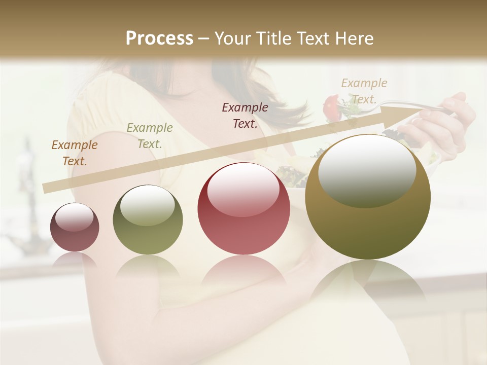 Pregnant Woman In Kitchen Eating A Salad Smiling PowerPoint Template