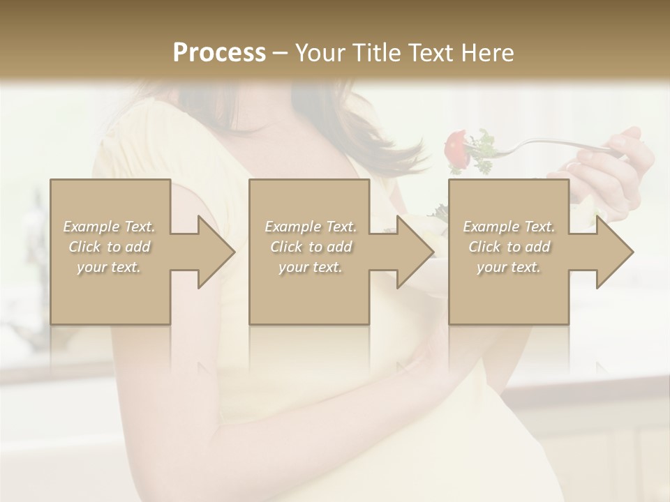 Pregnant Woman In Kitchen Eating A Salad Smiling PowerPoint Template