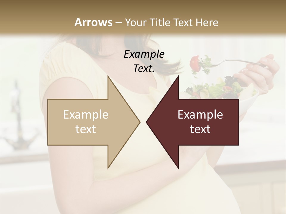 Pregnant Woman In Kitchen Eating A Salad Smiling PowerPoint Template