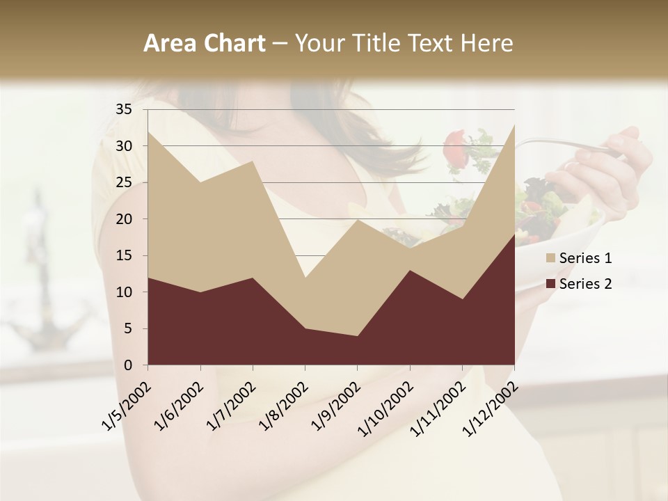 Pregnant Woman In Kitchen Eating A Salad Smiling PowerPoint Template