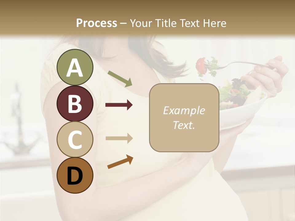 Pregnant Woman In Kitchen Eating A Salad Smiling PowerPoint Template