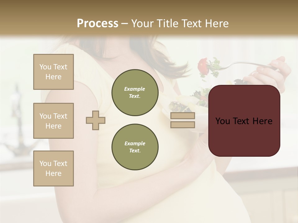Pregnant Woman In Kitchen Eating A Salad Smiling PowerPoint Template