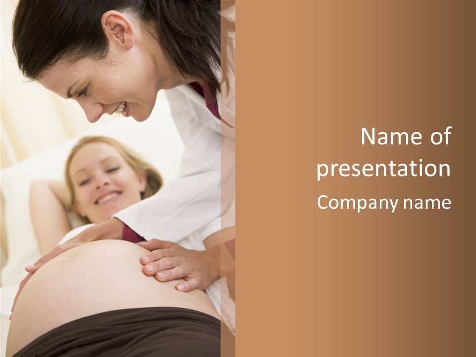 Pregnant Woman Getting Check Up From Doctor PowerPoint Template