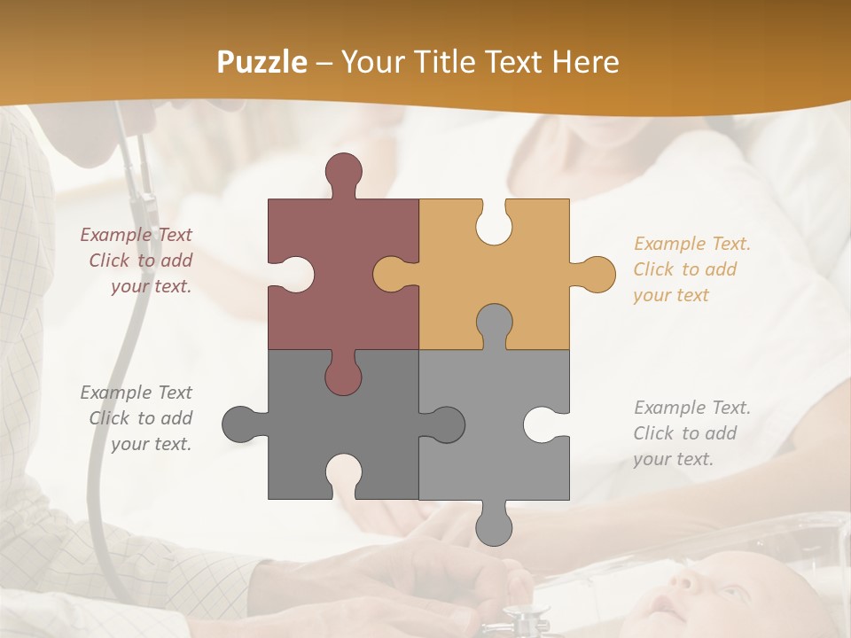 Doctor Checking Baby's Heartbeat With New Mother Watching And Smiling PowerPoint Template