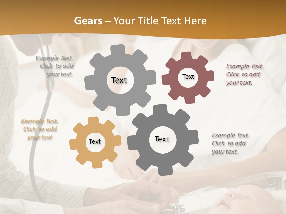 Doctor Checking Baby's Heartbeat With New Mother Watching And Smiling PowerPoint Template