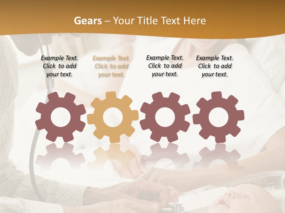 Doctor Checking Baby's Heartbeat With New Mother Watching And Smiling PowerPoint Template