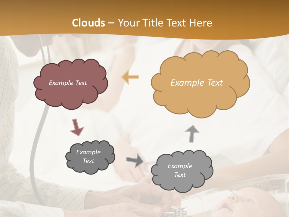 Doctor Checking Baby's Heartbeat With New Mother Watching And Smiling PowerPoint Template