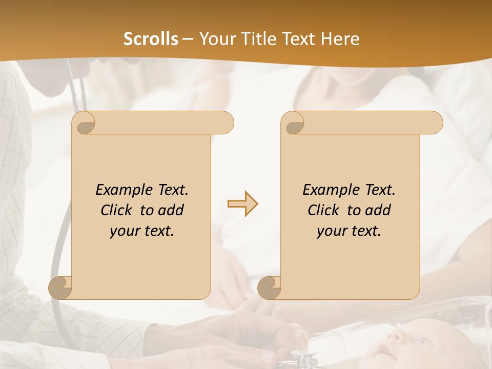 Doctor Checking Baby's Heartbeat With New Mother Watching And Smiling PowerPoint Template