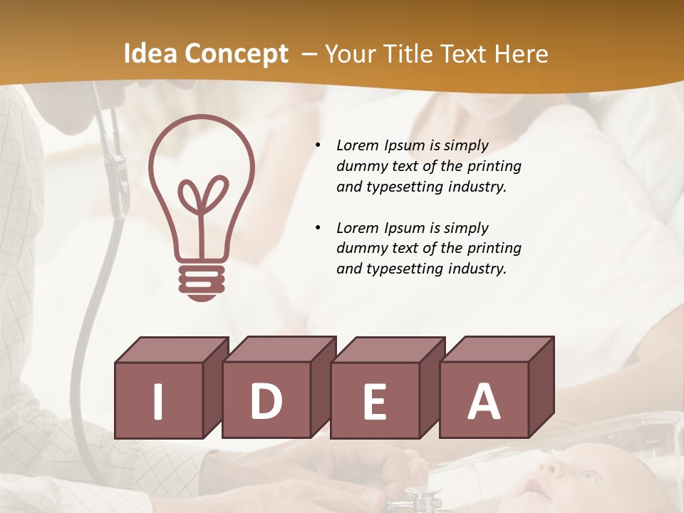 Doctor Checking Baby's Heartbeat With New Mother Watching And Smiling PowerPoint Template