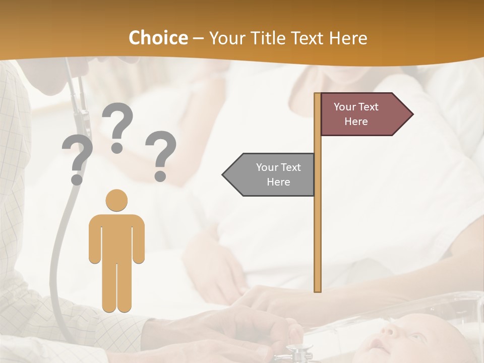 Doctor Checking Baby's Heartbeat With New Mother Watching And Smiling PowerPoint Template