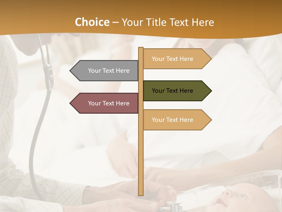 Doctor Checking Baby's Heartbeat With New Mother Watching And Smiling PowerPoint Template