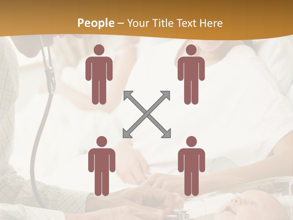 Doctor Checking Baby's Heartbeat With New Mother Watching And Smiling PowerPoint Template